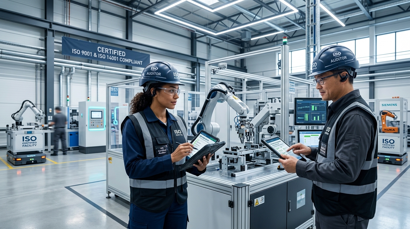 ISO Auditors Inspecting Manufacturing Compliance